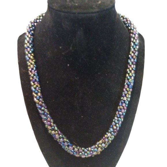 2 Similar Blue - Purple Iridescent Necklaces - Picture 3 of 7